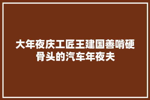大年夜庆工匠王建国善啃硬骨头的汽车年夜夫