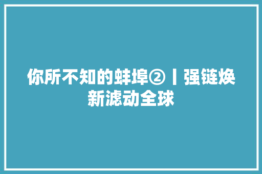 你所不知的蚌埠②丨强链焕新滤动全球