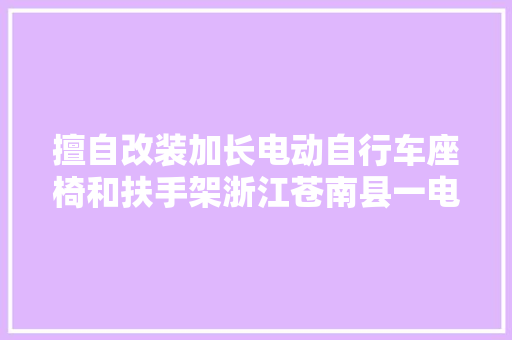 擅自改装加长电动自行车座椅和扶手架浙江苍南县一电动自行车商行被罚1万