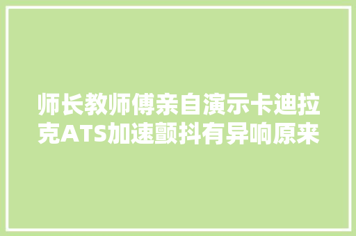 师长教师傅亲自演示卡迪拉克ATS加速颤抖有异响原来是后桥坏了