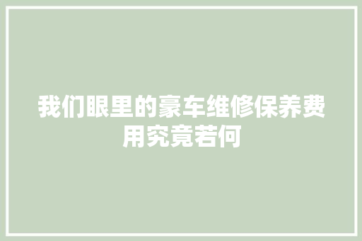 我们眼里的豪车维修保养费用究竟若何