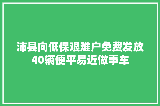 沛县向低保艰难户免费发放40辆便平易近做事车