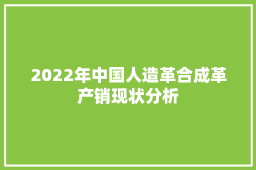 2022年中国人造革合成革产销现状分析