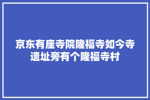 京东有座寺院隆福寺如今寺遗址旁有个隆福寺村