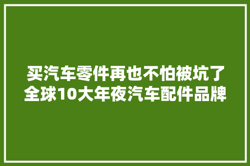 买汽车零件再也不怕被坑了全球10大年夜汽车配件品牌