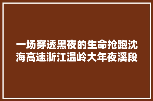一场穿透黑夜的生命抢跑沈海高速浙江温岭大年夜溪段槽罐车爆炸事件救援现场记录