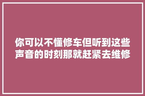 你可以不懂修车但听到这些声音的时刻那就赶紧去维修店吧
