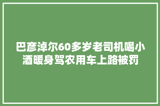 巴彦淖尔60多岁老司机喝小酒暖身驾农用车上路被罚