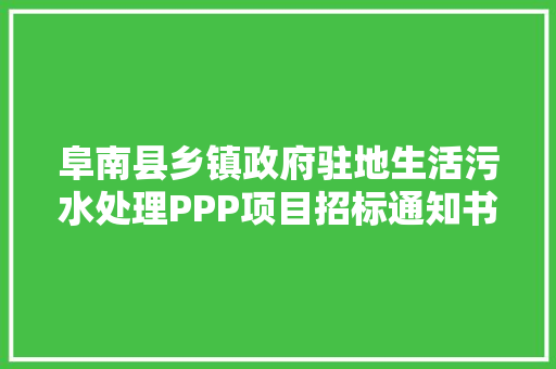 阜南县乡镇政府驻地生活污水处理PPP项目招标通知书记