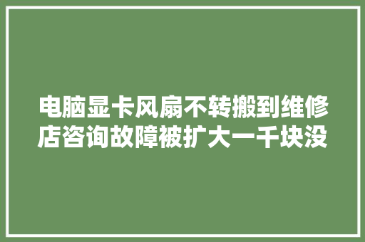 电脑显卡风扇不转搬到维修店咨询故障被扩大一千块没了