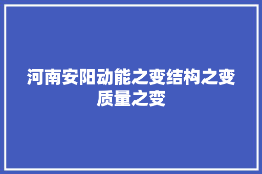 河南安阳动能之变结构之变质量之变