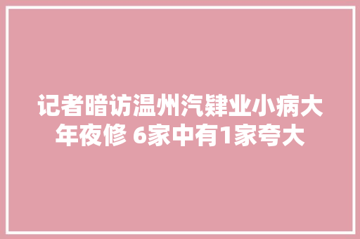 记者暗访温州汽肄业小病大年夜修 6家中有1家夸大