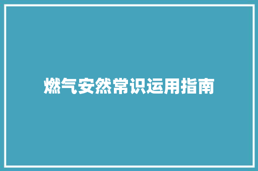 燃气安然常识运用指南
