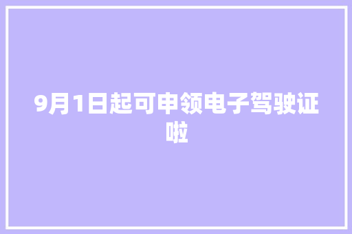 9月1日起可申领电子驾驶证啦