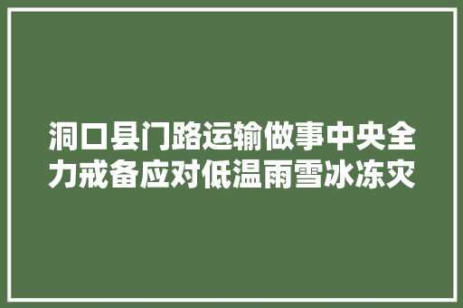 洞口县门路运输做事中央全力戒备应对低温雨雪冰冻灾害气候