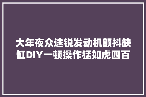 大年夜众途锐发动机颤抖缺缸DIY一顿操作猛如虎四百块搞定