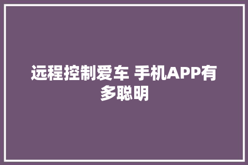 远程控制爱车 手机APP有多聪明