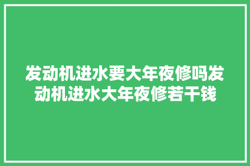 发动机进水要大年夜修吗发动机进水大年夜修若干钱