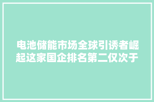 电池储能市场全球引诱者崛起这家国企排名第二仅次于特斯拉