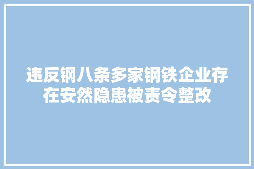 违反钢八条多家钢铁企业存在安然隐患被责令整改