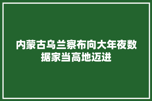 内蒙古乌兰察布向大年夜数据家当高地迈进