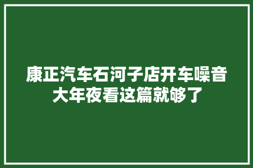 康正汽车石河子店开车噪音大年夜看这篇就够了