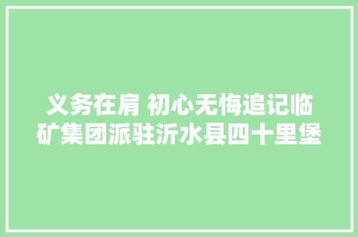 义务在肩 初心无悔追记临矿集团派驻沂水县四十里堡镇洪沟村第一书记刘建光同志