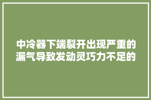 中冷器下端裂开出现严重的漏气导致发动灵巧力不足的故障案例