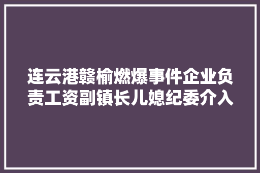 连云港赣榆燃爆事件企业负责工资副镇长儿媳纪委介入查询访问