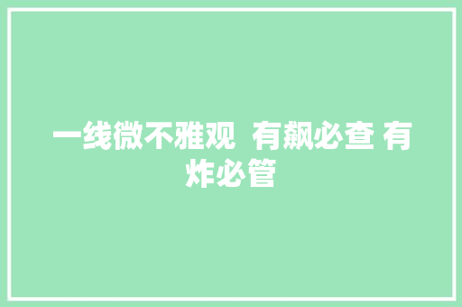 一线微不雅观  有飙必查 有炸必管