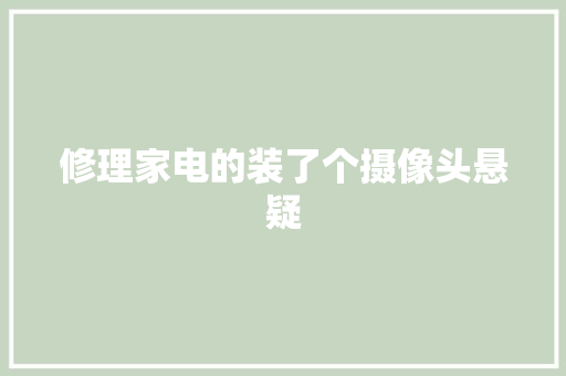 修理家电的装了个摄像头悬疑
