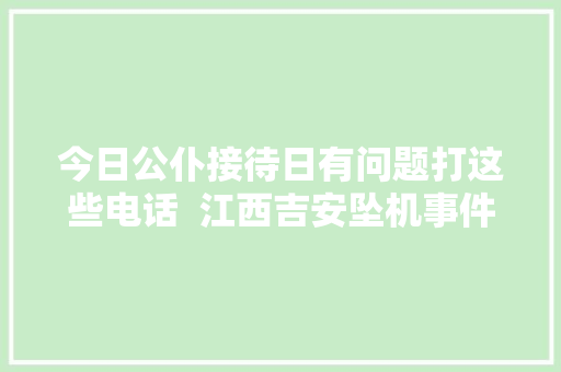 今日公仆接待日有问题打这些电话  江西吉安坠机事件查询访问最新进展