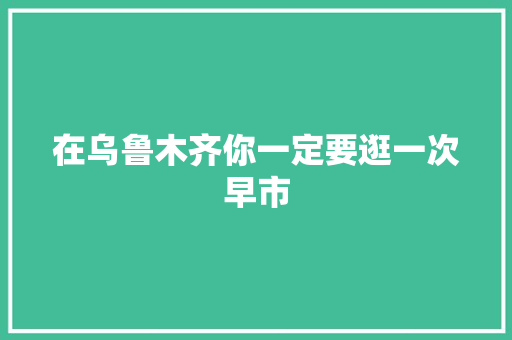 在乌鲁木齐你一定要逛一次早市