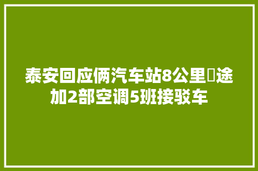 泰安回应俩汽车站8公里囧途加2部空调5班接驳车