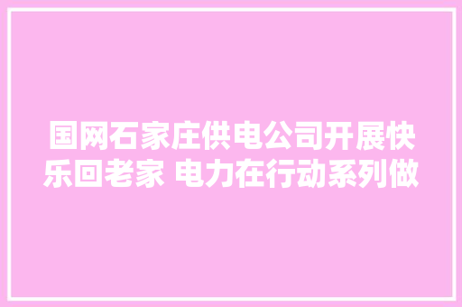 国网石家庄供电公司开展快乐回老家 电力在行动系列做事活动