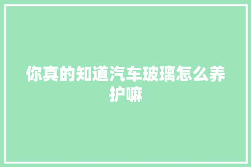 你真的知道汽车玻璃怎么养护嘛