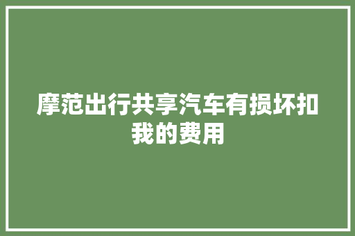 摩范出行共享汽车有损坏扣我的费用