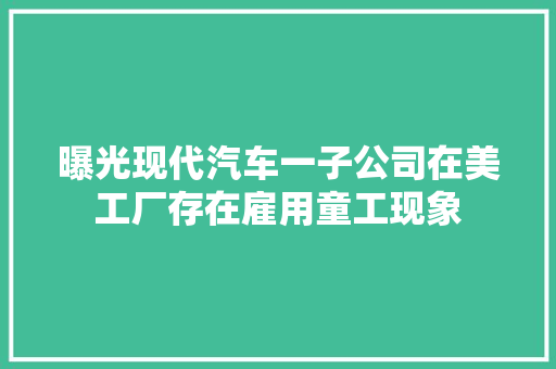 曝光现代汽车一子公司在美工厂存在雇用童工现象 汽车知识