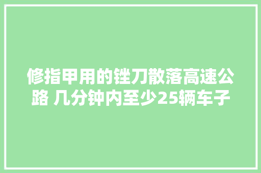 修指甲用的锉刀散落高速公路 几分钟内至少25辆车子中招