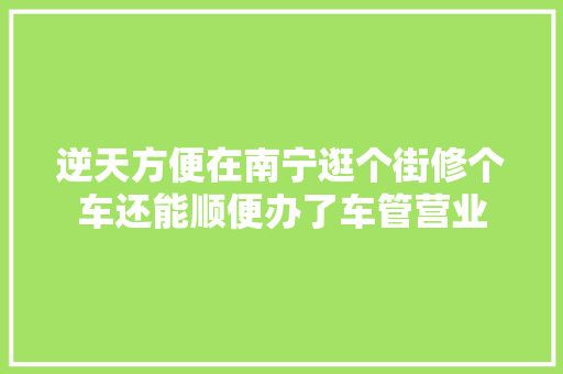 逆天方便在南宁逛个街修个车还能顺便办了车管营业