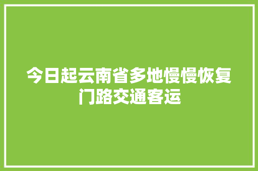 今日起云南省多地慢慢恢复门路交通客运