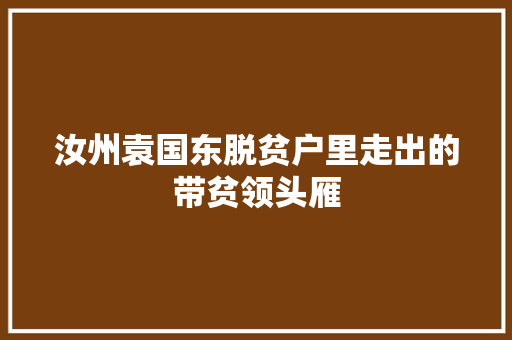 汝州袁国东脱贫户里走出的带贫领头雁