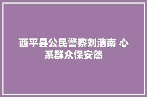 西平县公民警察刘浩南 心系群众保安然
