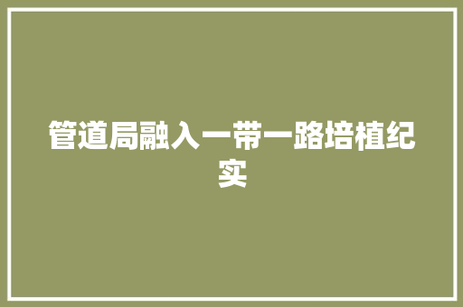 管道局融入一带一路培植纪实