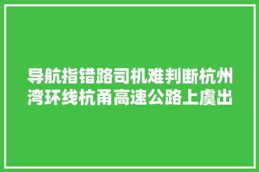 导航指错路司机难判断杭州湾环线杭甬高速公路上虞出口多辆小车收费口掉落头