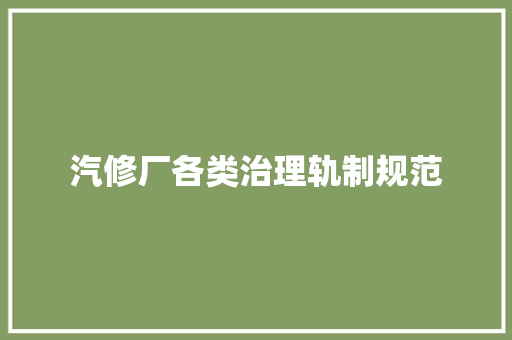 汽修厂各类治理轨制规范