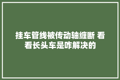 挂车管线被传动轴缠断 看看长头车是咋解决的