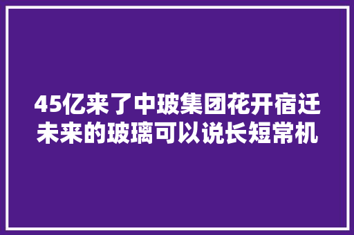 45亿来了中玻集团花开宿迁未来的玻璃可以说长短常机警了