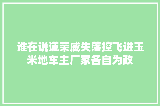 谁在说谎荣威失落控飞进玉米地车主厂家各自为政