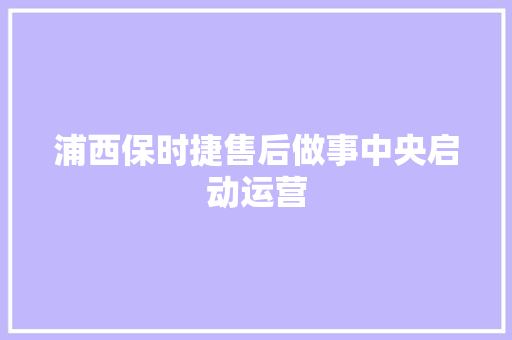 浦西保时捷售后做事中央启动运营